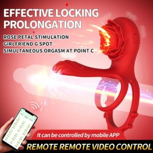 2024 New Rose Lock Ring Double Vibrator For Man With App Control Adukt Rose Sex Toys Stimulator For Couple Cock Ring