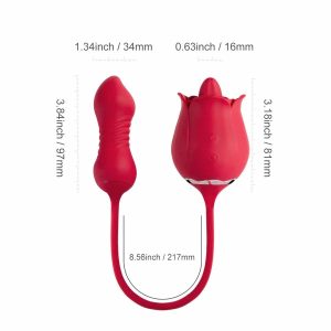 S361 Rose Clit Licking Stimulator & Thrusting Egg For Women