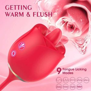 S54 Tongue Licking And Thrusting G-Spot Massager Rose Vibrator For Women