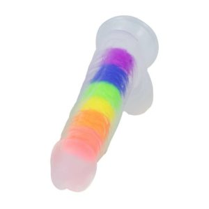 J21 Rainbow Colored Liquid Silicone Encapsulated Dildo For Women